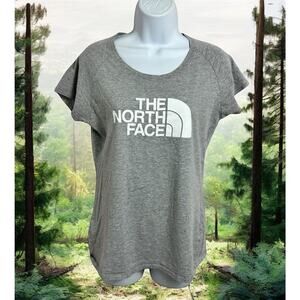 The North Face Gray Scoop Neck Tee Sz Medium Slim Fit Short Sleeve Top Outdoors